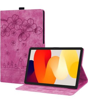 Чехол Galeo Vintage TPU Folio для Xiaomi Redmi Pad SE (2023) 11" Cat and Flowers Pink