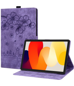 Чехол Galeo Vintage TPU Folio для Xiaomi Redmi Pad SE (2023) 11" Cat and Flowers Purple