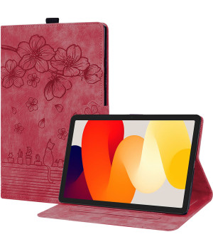 Чехол Galeo Vintage TPU Folio для Xiaomi Redmi Pad SE (2023) 11" Cat and Flowers Red