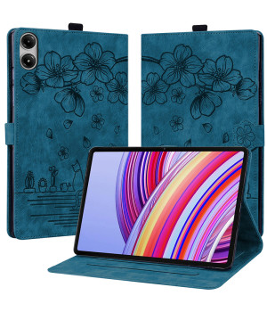Чохол Galeo Vintage TPU Folio для Xiaomi Redmi Pad Pro 12.1" /Poco Pad Cat and Flowers Petrol