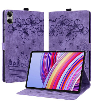 Чохол Galeo Vintage TPU Folio для Xiaomi Redmi Pad Pro 12.1" /Poco Pad Cat and Flowers Purple
