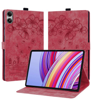 Чохол Galeo Vintage TPU Folio для Xiaomi Redmi Pad Pro 12.1" /Poco Pad Cat and Flowers Red