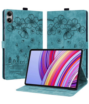 Чохол Galeo Vintage TPU Folio для Xiaomi Redmi Pad Pro 12.1" /Poco Pad Cat and Flowers Sea Green