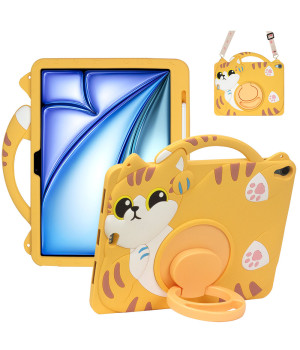 Дитячий чохол для Apple iPad Air 11 M2/M3 (2024/2025) Galeo Cartoon Cat з ремінцем