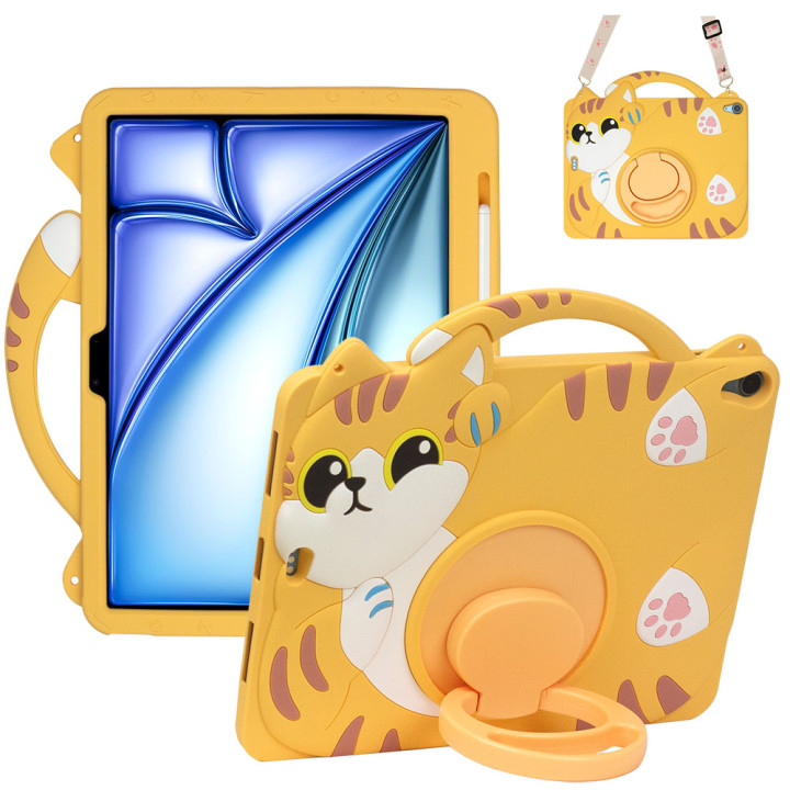 Дитячий чохол для Apple iPad Air 11 M2/M3 (2024/2025) Galeo Cartoon Cat з ремінцем