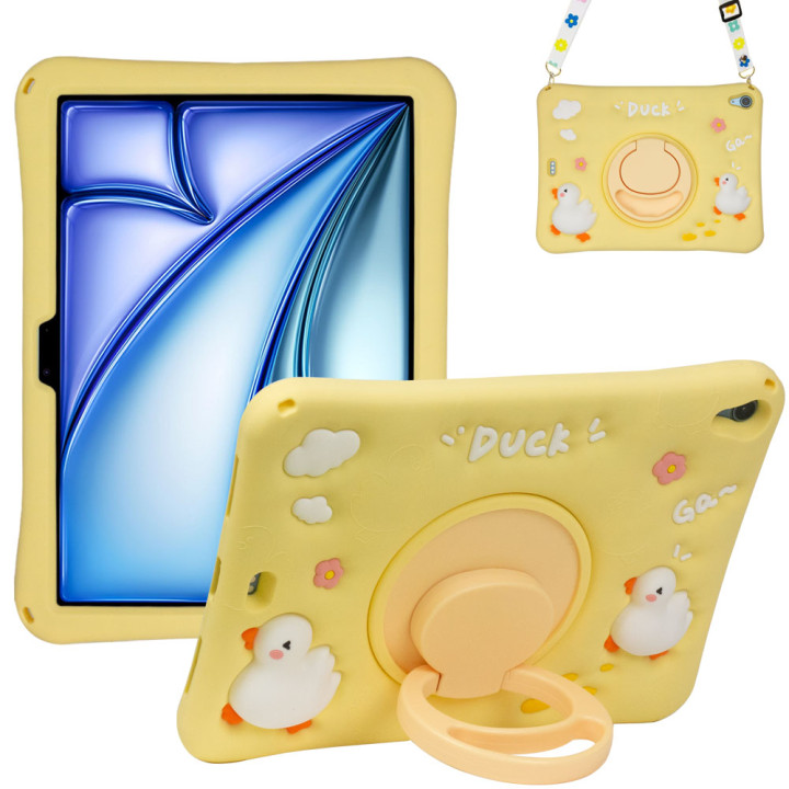 Дитячий чохол для Apple iPad Air 11 M2/M3 (2024/2025) Galeo Cartoon Duck з ремінцем