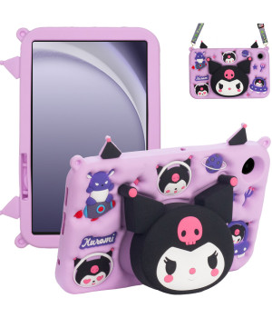 Детский чехол для Samsung Galaxy Tab A9 8.7" SM-X110, SM-X115 Galeo Cartoon Kuromi с ремешком