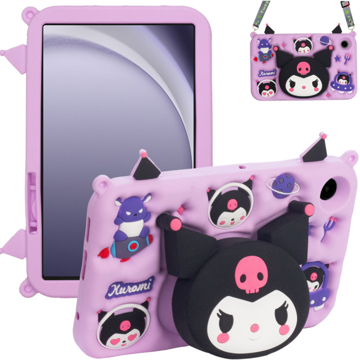 Детский чехол для Samsung Galaxy Tab A9 8.7" SM-X110, SM-X115 Galeo Cartoon Kuromi с ремешком