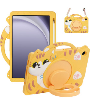 Детский чехол для Samsung Galaxy Tab A9 8.7" SM-X110, SM-X115 Galeo Cartoon Cat с ремешком