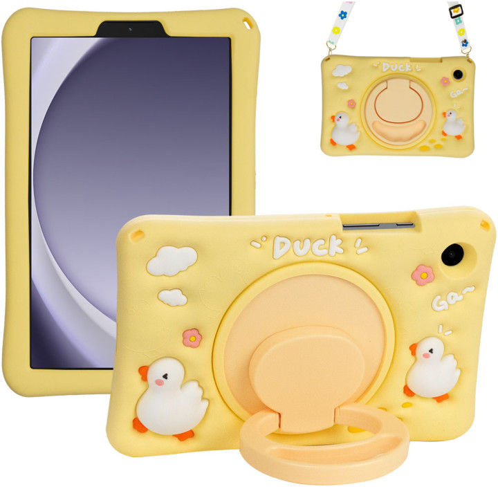 Дитячий чохол для Samsung Galaxy Tab A9 8.7" SM-X110, SM-X115 Galeo Cartoon Duck з ремінцем