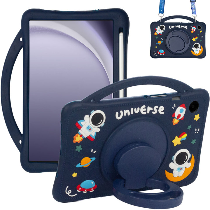 Детский чехол для Samsung Galaxy Tab A9 8.7" SM-X110, SM-X115 Galeo Cartoon Space с ремешком