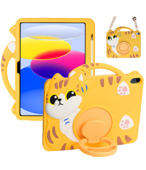 Дитячий чохол для Apple iPad 11 (2025) /10th Gen 10.9" (2022) Galeo Cartoon Cat з ремінцем