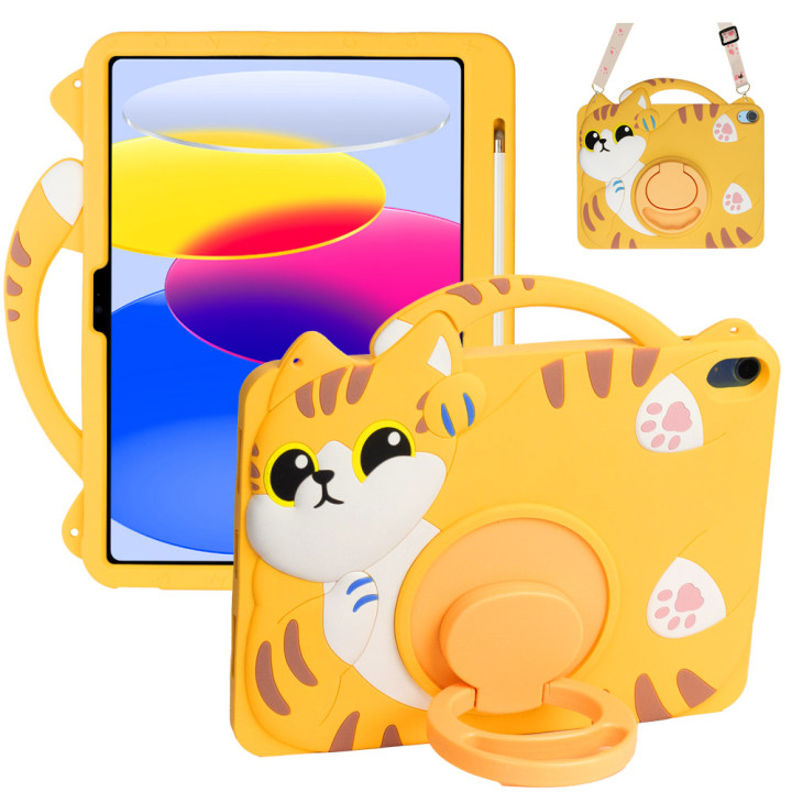 Дитячий чохол для Apple iPad 11 (2025) /10th Gen 10.9" (2022) Galeo Cartoon Cat з ремінцем