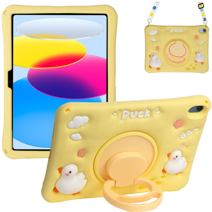 Дитячий чохол для Apple iPad 11 (2025) /10th Gen 10.9" (2022) Galeo Cartoon Duck з ремінцем