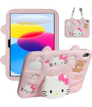 Детский чехол для Apple iPad 11 (2025) /10th Gen 10.9" (2022) Galeo Cartoon Kitty с ремешком