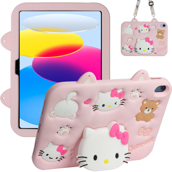 Детский чехол для Apple iPad 11 (2025) /10th Gen 10.9" (2022) Galeo Cartoon Kitty с ремешком