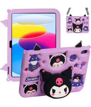 Детский чехол для Apple iPad 11 (2025) /10th Gen 10.9" (2022) Galeo Cartoon Kuromi с ремешком