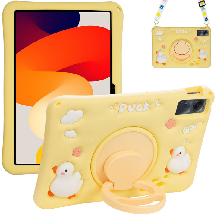 Детский чехол для Xiaomi Redmi Pad SE 11" Galeo Cartoon Duck с ремешком