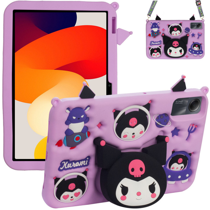 Детский чехол для Xiaomi Redmi Pad SE 11" Galeo Cartoon Kuromi с ремешком