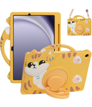 Детский чехол для Samsung Galaxy Tab A9+ 11" SM-X210, SM-X216 Galeo Cartoon Cat с ремешком
