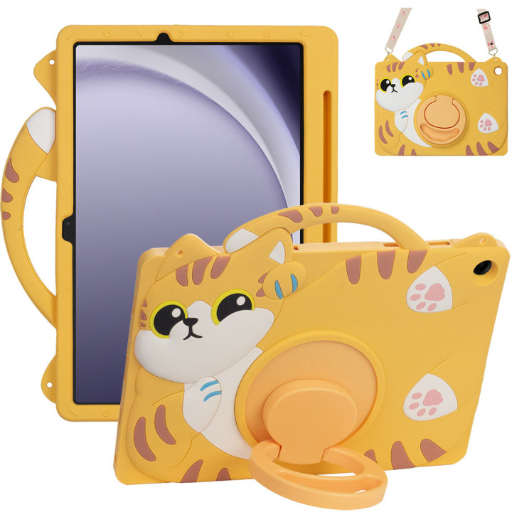 Детский чехол для Samsung Galaxy Tab A9+ 11" SM-X210, SM-X216 Galeo Cartoon Cat с ремешком