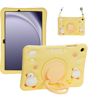 Детский чехол для Samsung Galaxy Tab A9+ 11" SM-X210, SM-X216 Galeo Cartoon Duck с ремешком