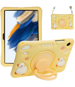Детский чехол для Samsung Galaxy Tab A8 10.5" SM-X200, SM-X205 Galeo Cartoon Duck с ремешком