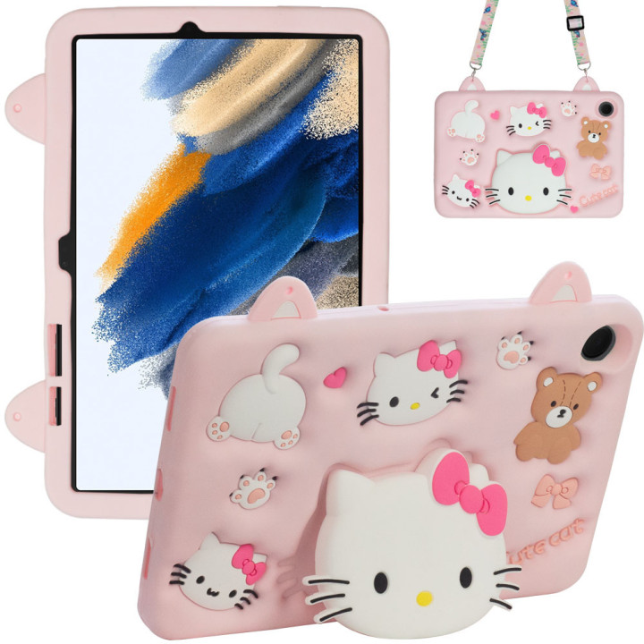 Детский чехол для Samsung Galaxy Tab A8 10.5" SM-X200, SM-X205 Galeo Cartoon Kitty с ремешком