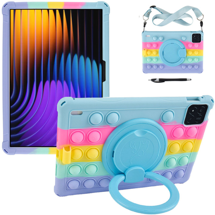 Силиконовый чехол Galeo Pop It with Handle для Xiaomi Pad 7 / Pad 7 Pro 11.2" Rainbow LB