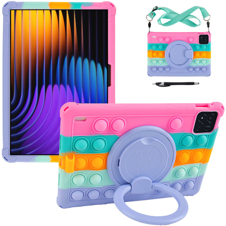 Силіконовий чохол Galeo Pop It with Handle для Xiaomi Pad 7 / Pad 7 Pro 11.2" Rainbow Pink