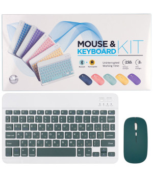 Комплект bluetooth клавіатура + акумуляторна миша Dual-mode для планшета Dark Green