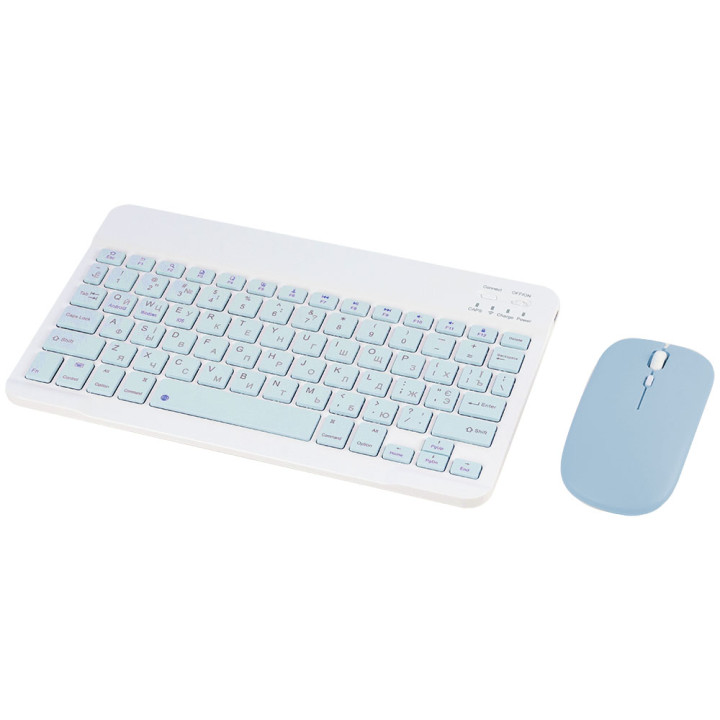 Комплект bluetooth клавіатура + акумуляторна миша Dual-mode для планшета Light Blue