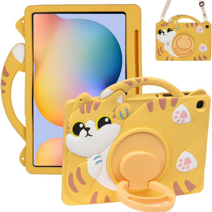 Детский чехол для Samsung Galaxy Tab S6 Lite 10.4" (2020/2022/2024) Galeo Cartoon Cat с ремешком