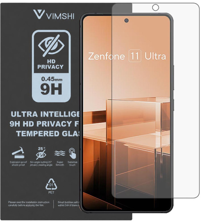Противоударная защитная пленка антишпион Vimshi Ultra 9H Privacy Flex для ASUS Zenfone 11 Ultra