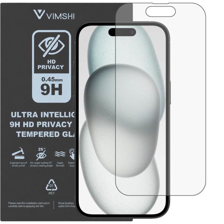 Протиударна захисна плівка антишпигун Vimshi Ultra 9H Privacy Flex для iPhone 15 Plus