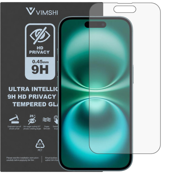 Протиударна захисна плівка антишпигун Vimshi Ultra 9H Privacy Flex для iPhone 16 Plus