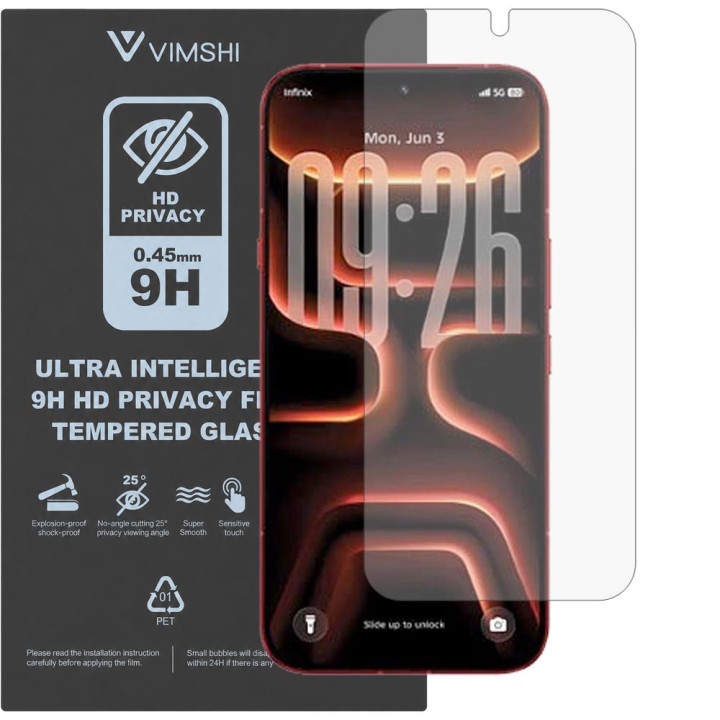 Протиударна захисна плівка антишпигун Vimshi Ultra 9H Privacy Flex для Infinix Note 60 Ultra