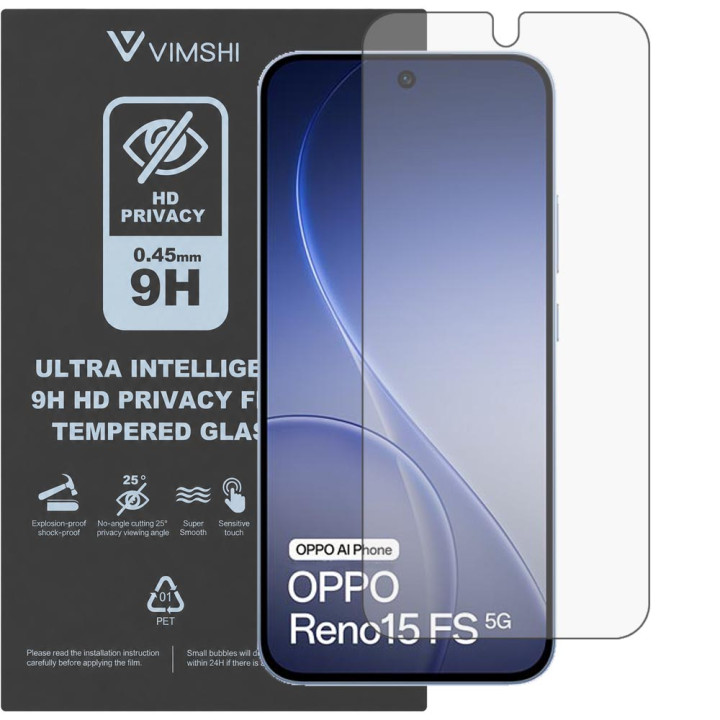 Протиударна захисна плівка антишпигун Vimshi Ultra 9H Privacy Flex для OPPO Reno15 FS 5G