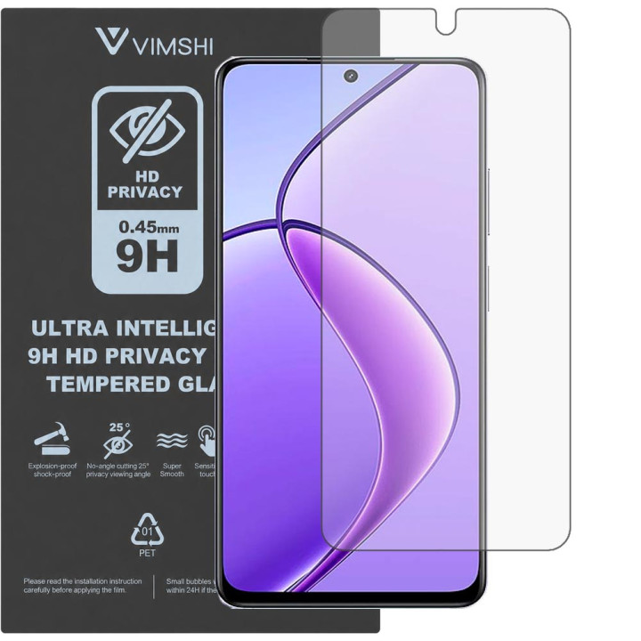 Противоударная защитная пленка антишпион Vimshi Ultra 9H Privacy Flex для realme 12 4G