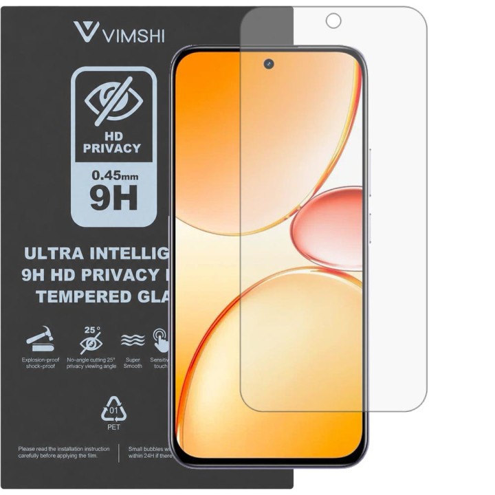 Противоударная защитная пленка антишпион Vimshi Ultra 9H Privacy Flex для realme C85 Pro