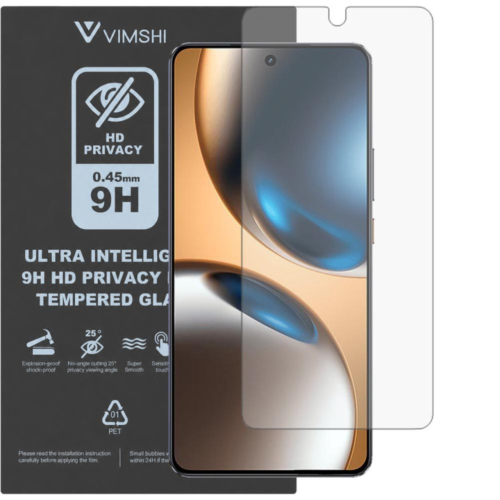 Противоударная защитная пленка антишпион Vimshi Ultra 9H Privacy Flex для realme GT 7T