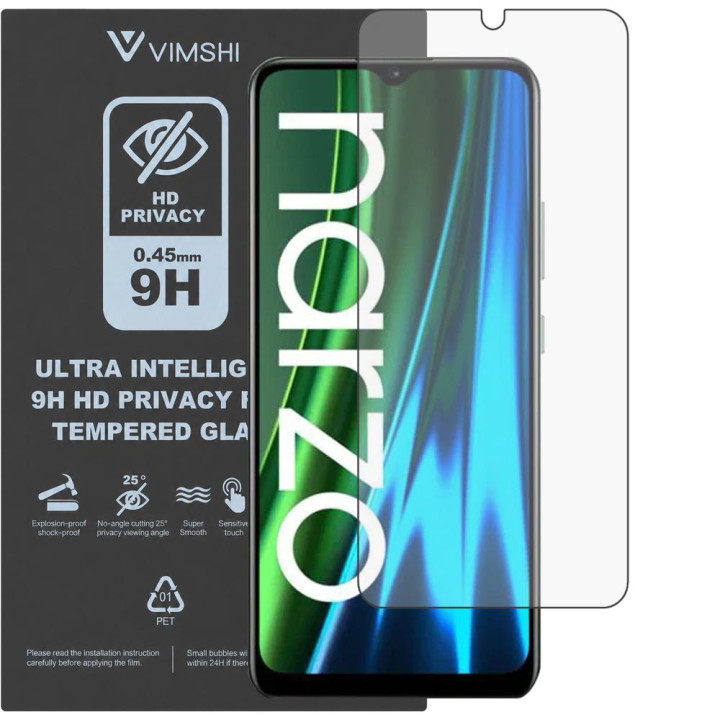 Противоударная защитная пленка антишпион Vimshi Ultra 9H Privacy Flex для realme Narzo 50i