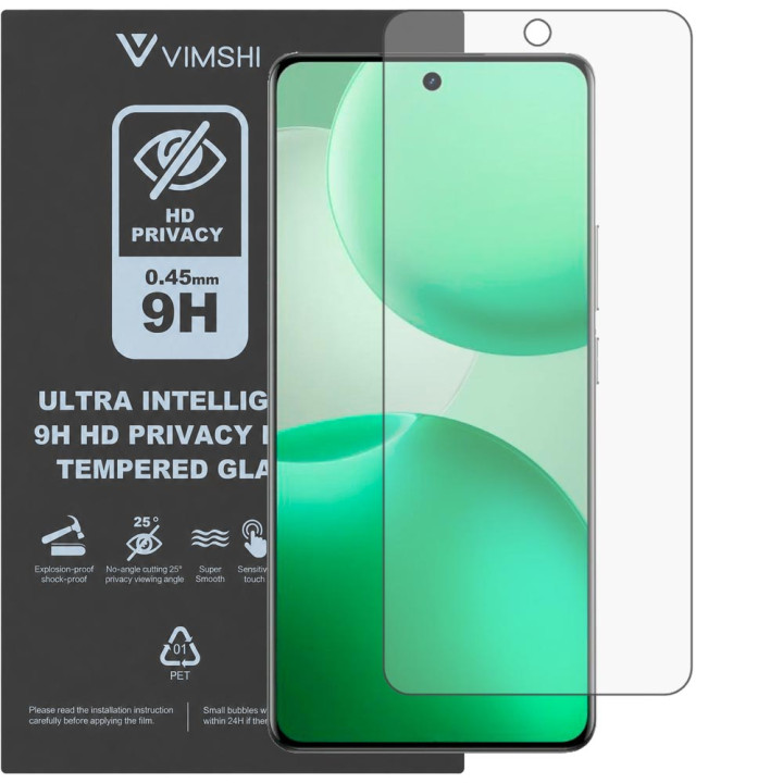 Противоударная защитная пленка антишпион Vimshi Ultra 9H Privacy Flex для realme P4 Pro