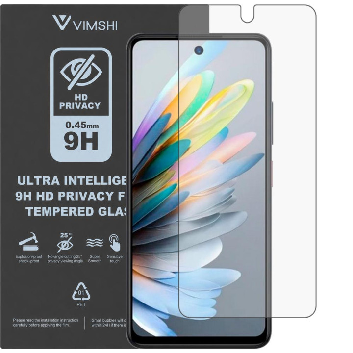 Противоударная защитная пленка антишпион Vimshi Ultra 9H Privacy Flex для ZTE Blade A56