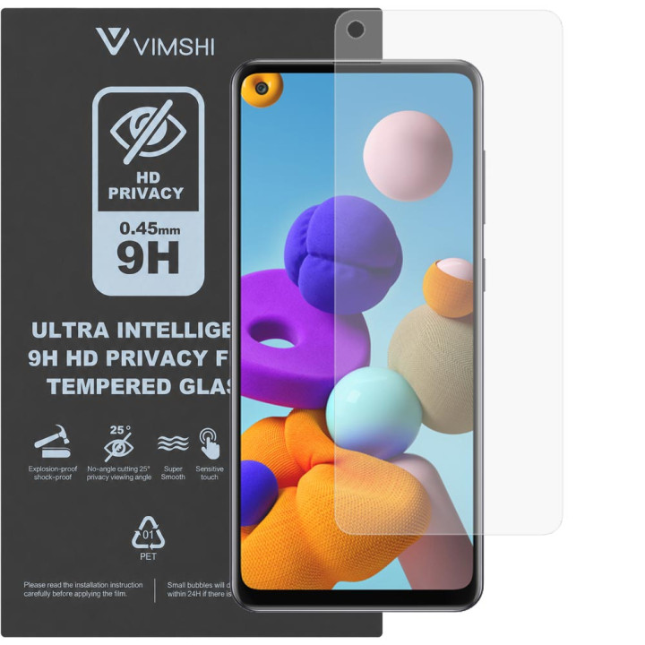 Противоударная защитная пленка антишпион Vimshi Ultra 9H Privacy Flex для Samsung Galaxy A21s