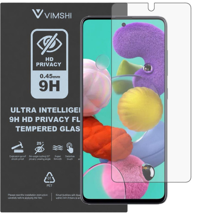 Противоударная защитная пленка антишпион Vimshi Ultra 9H Privacy Flex для Samsung Galaxy A51