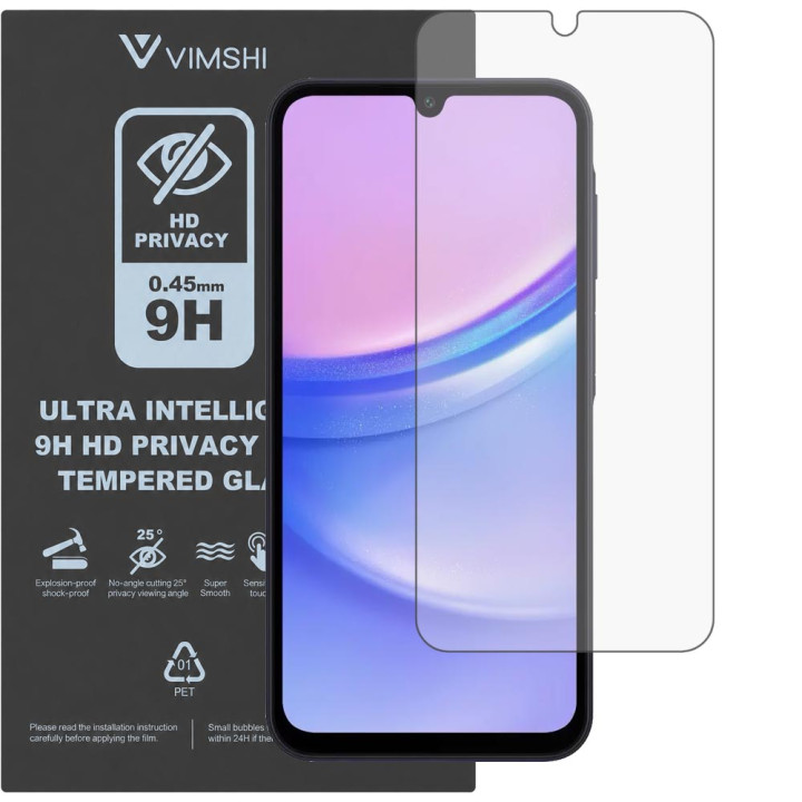 Противоударная защитная пленка антишпион Vimshi Ultra 9H Privacy Flex для Samsung Galaxy A15