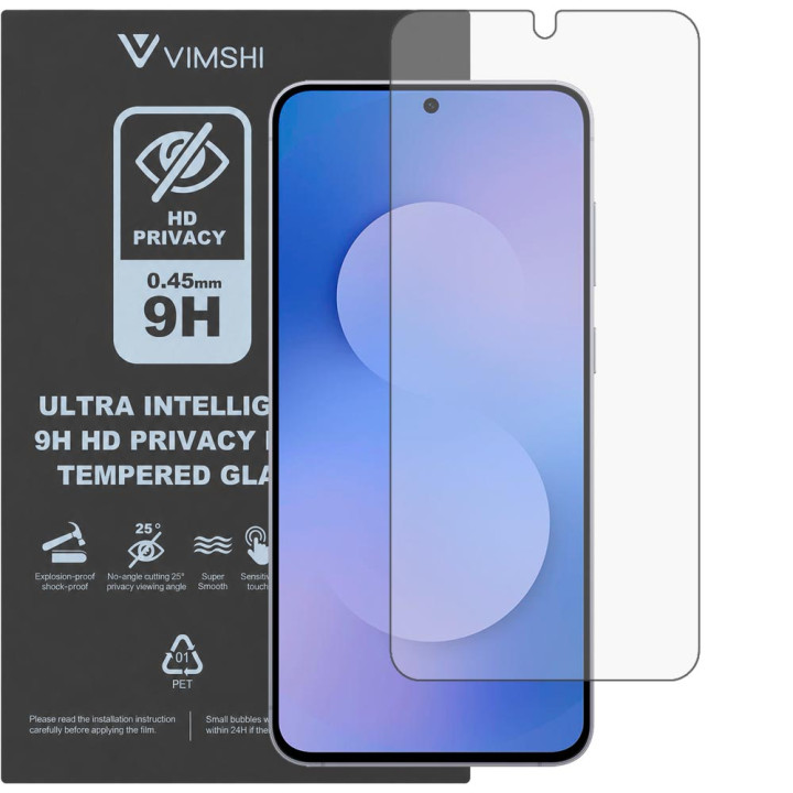 Противоударная защитная пленка антишпион Vimshi Ultra 9H Privacy Flex для Samsung Galaxy S25 FE