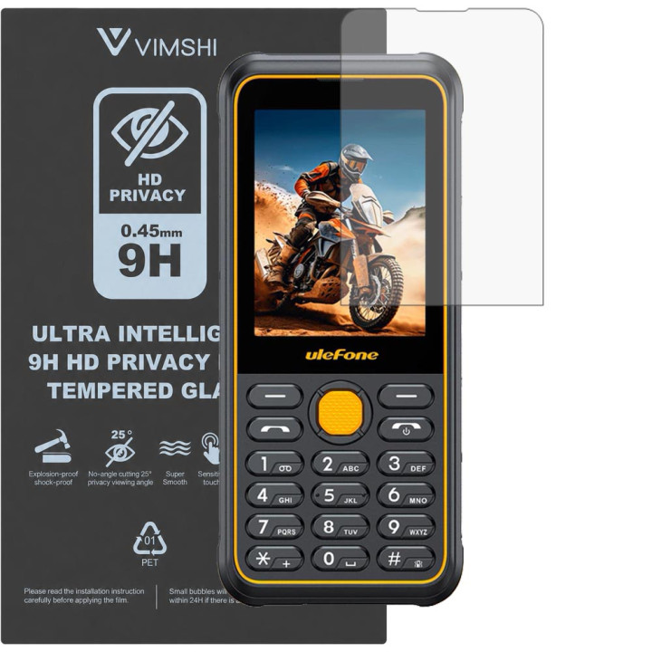 Противоударная защитная пленка антишпион Vimshi Ultra 9H Privacy Flex для Ulefone Armor Mini 4
