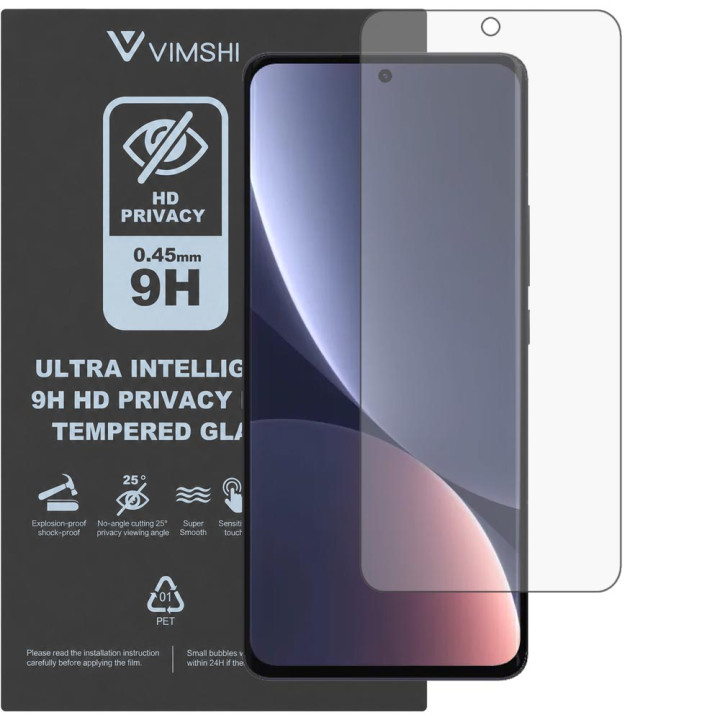 Противоударная защитная пленка антишпион Vimshi Ultra 9H Privacy Flex для Xiaomi 12 Pro